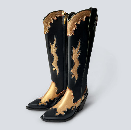 Bota texana Coachella Negro Dorado