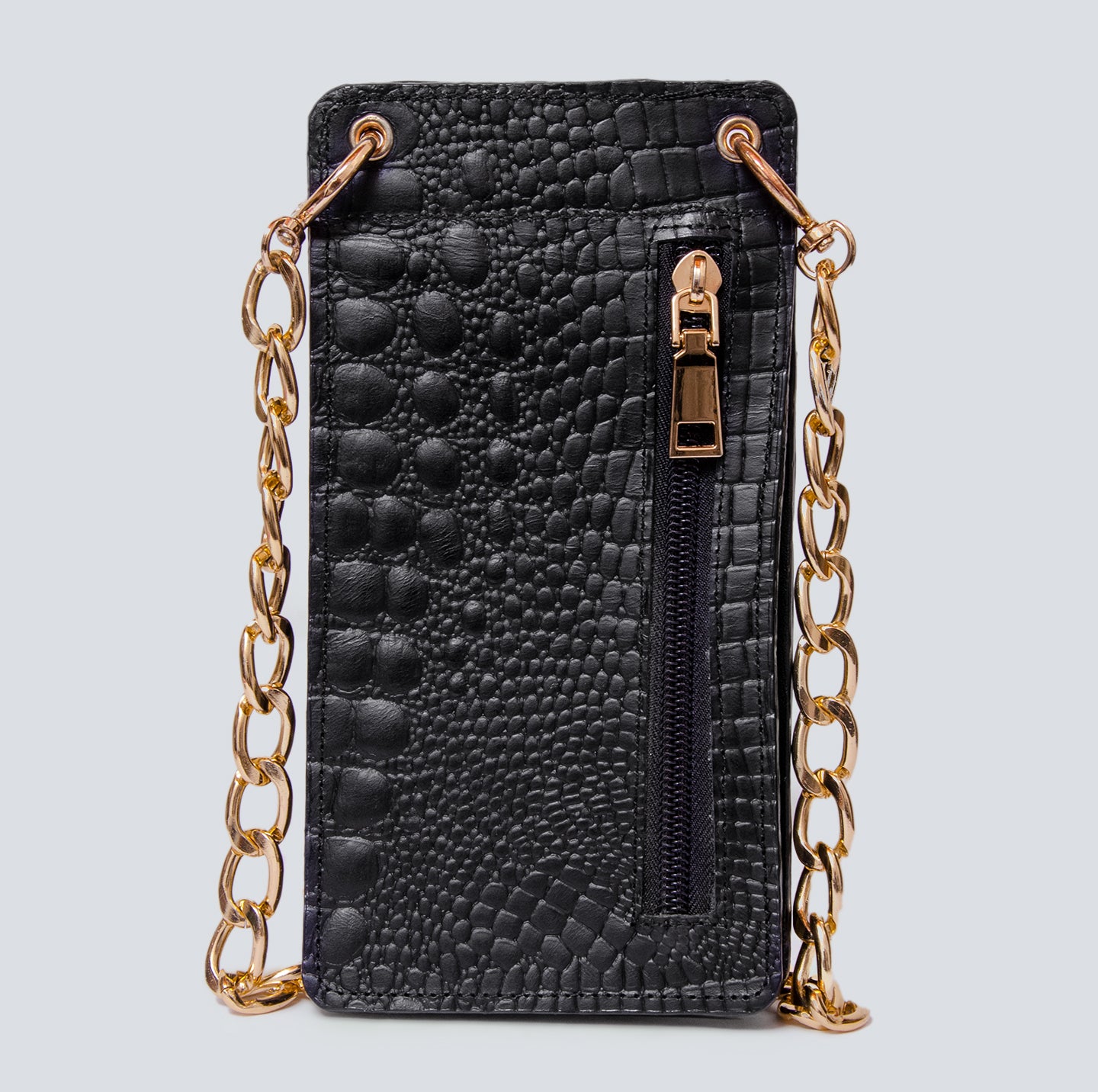 Bolso Porta celular en cuero negro