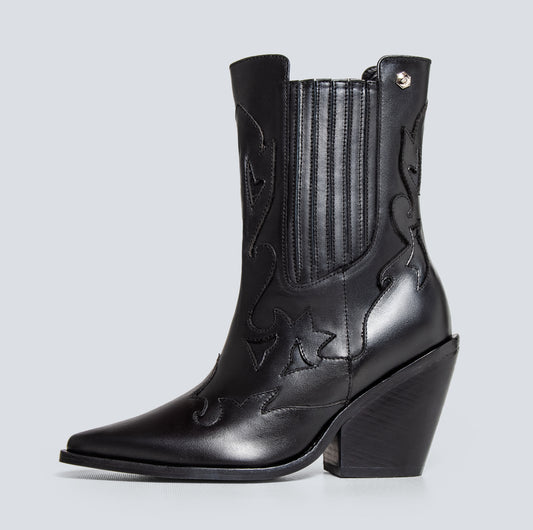 Bota en cuero corta para mujer negro