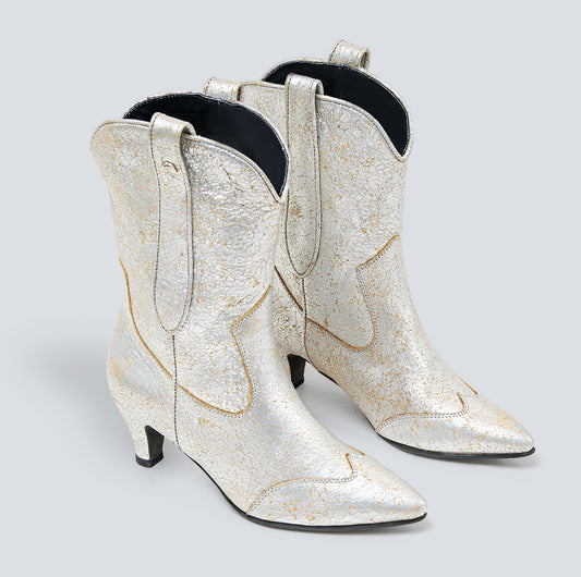 Botas en cuero Boho plata